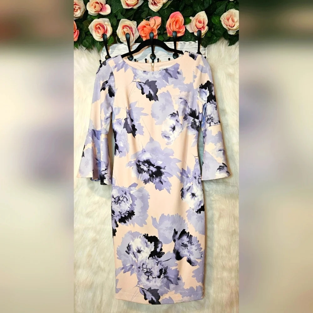Calvin Klein Watercolor Floral Sheath Dress (NWOT)